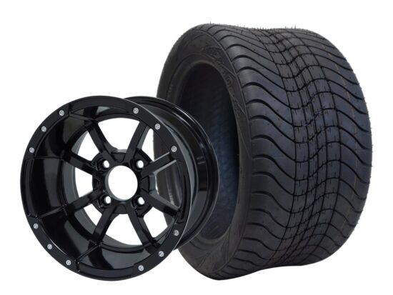 BNDL-TR1211-WH1230-CC0002-LN – SGC 12" Storm Trooper Glossy Black Wheel - Aluminum Alloy / STEELENG 215/40-12 Low Profile Tire DOT Approved
