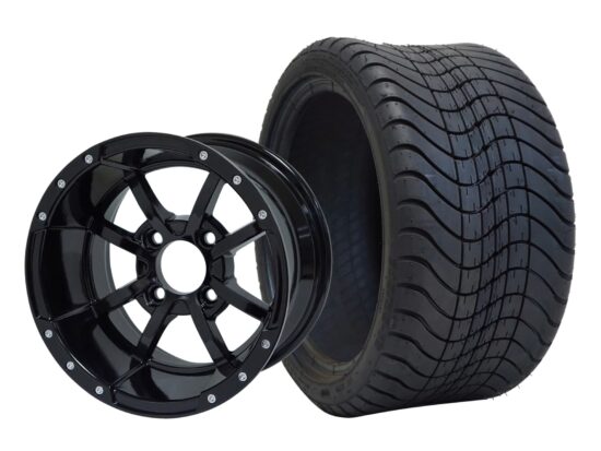 BNDL-TR1212-WH1230-CC0002-LN – SGC 12" Storm Trooper Glossy Black Wheel - Aluminum Alloy / STEELENG 215/35-12 Low Profile Tire