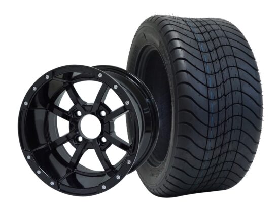 BNDL-TR1213-WH1230-CC0002-LN – SGC 12" Storm Trooper Glossy Black Wheel - Aluminum Alloy / STEELENG 215/50-12 Comfort Ride Street Tire DOT Approved