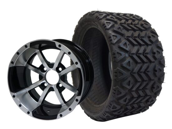 BNDL-TR1207-WH1231-CC0001-LN – SGC 12" Storm Trooper Machined/Black Wheel - Aluminum Alloy / STEELENG 20″x10″-12″ All Terrain Tire DOT approved