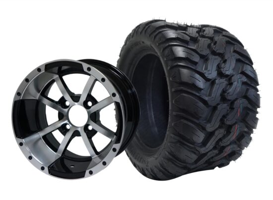 BNDL-TR1209-WH1231-CC0001-LN – SGC 12" Storm Trooper Machined/Black Wheel - Aluminum Alloy / STEELENG 22″x11″-12″ Mud Terrain / All Terrain Tire DOT Approved