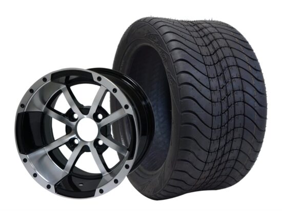 BNDL-TR1211-WH1231-CC0001-LN – SGC 12" Storm Trooper Machined/Black Wheel - Aluminum Alloy / STEELENG 215/40-12 Low Profile Tire DOT Approved