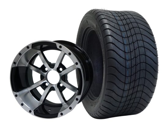 BNDL-TR1213-WH1231-CC0001-LN – SGC 12" Storm Trooper Machined/Black Wheel - Aluminum Alloy / STEELENG 215/50-12 Comfort Ride Street Tire DOT Approved