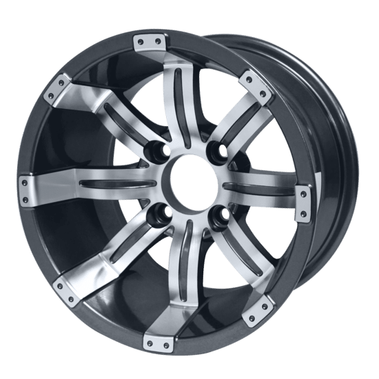 BNDL-TR1215-WH1233-CC0001-LN – SGC 12" Tempest Gunmetal Wheel - Aluminum Alloy / STEELENG 23”x10.5”-12” HELLFIRE Street Tire DOT approved - Image 5