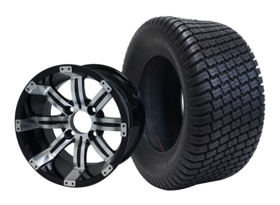BNDL-TR1206-WH1234-CC0001-LN – SGC 12" Tempest Machined Black Wheel - Aluminum Alloy / STEELENG 23″x10.5″-12″ Turf Tire