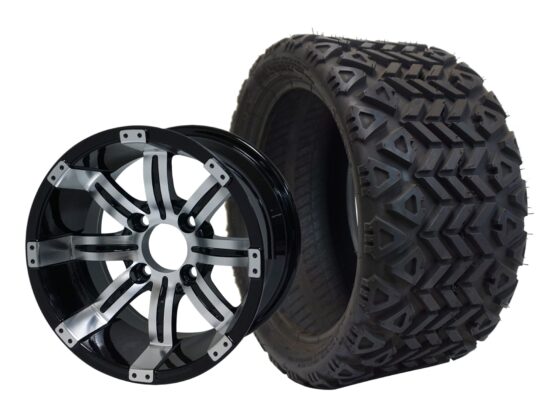 BNDL-TR1207-WH1234-CC0001-LN – SGC 12" Tempest Machined Black Wheel - Aluminum Alloy / STEELENG 20″x10″-12″ All Terrain Tire DOT approved