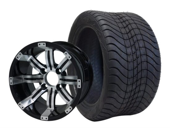 BNDL-TR1211-WH1234-CC0001-LN – SGC 12" Tempest Machined Black Wheel - Aluminum Alloy / STEELENG 215/40-12 Low Profile Tire DOT Approved