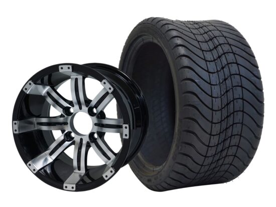 BNDL-TR1212-WH1234-CC0001-LN – SGC 12" Tempest Machined Black Wheel - Aluminum Alloy / STEELENG 215/35-12 Low Profile Tire