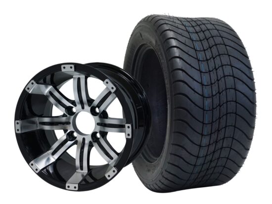 BNDL-TR1213-WH1234-CC0001-LN – SGC 12" Tempest Machined Black Wheel - Aluminum Alloy / STEELENG 215/50-12 Comfort Ride Street Tire DOT Approved