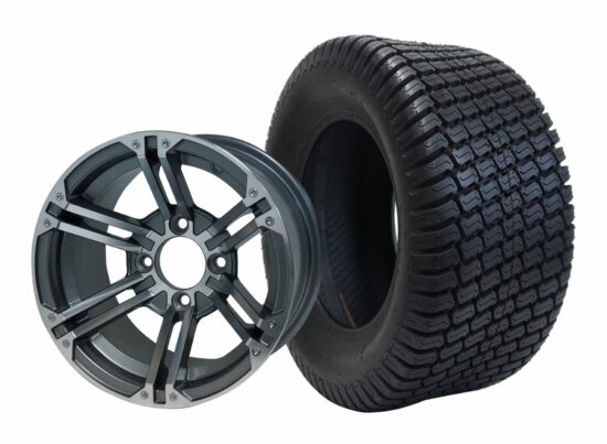 BNDL-TR1206-WH1238-CC0001-LN – SGC 12" Terminator Machined/Gunmetal Wheel - Aluminum Alloy / STEELENG 23″x10.5″-12″ Turf Tire