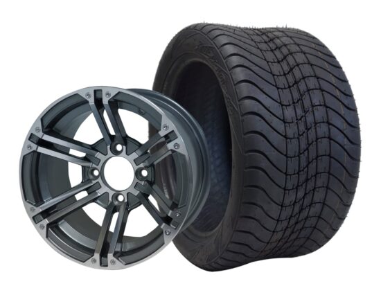 BNDL-TR1211-WH1238-CC0001-LN – SGC 12" Terminator Machined/Gunmetal Wheel - Aluminum Alloy / STEELENG 215/40-12 Low Profile Tire DOT Approved