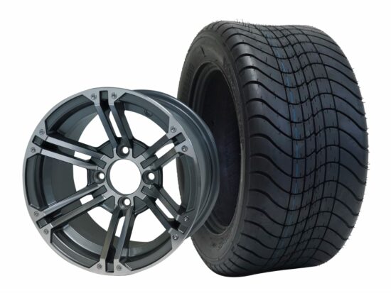BNDL-TR1213-WH1238-CC0001-LN – SGC 12" Terminator Machined/Gunmetal Wheel - Aluminum Alloy / STEELENG 215/50-12 Comfort Ride Street Tire DOT Approved