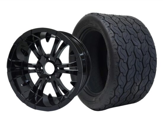 BNDL-TR1201-WH1242-CC0002-LN – SGC 12" Vampire Glossy Black Wheel - Aluminum Alloy / STEELENG 20"x10"-12" GECKO Street Tire