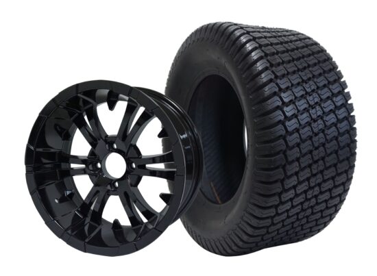 BNDL-TR1206-WH1242-CC0002-LN – SGC 12" Vampire Glossy Black Wheel - Aluminum Alloy / STEELENG 23″x10.5″-12″ Turf Tire