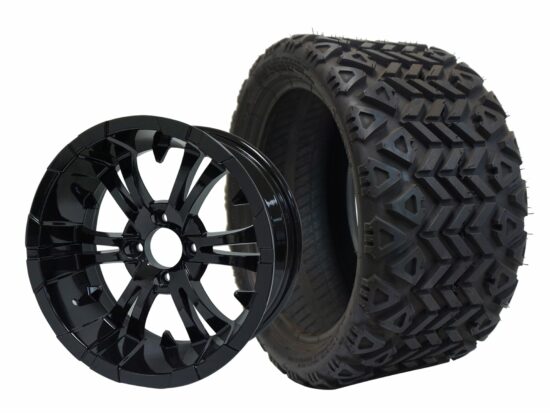 BNDL-TR1207-WH1242-CC0002-LN – SGC 12" Vampire Glossy Black Wheel - Aluminum Alloy / STEELENG 20″x10″-12″ All Terrain Tire DOT approved