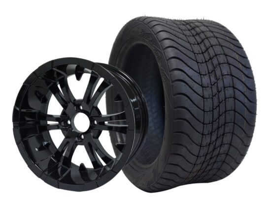 BNDL-TR1211-WH1242-CC0002-LN – SGC 12" Vampire Glossy Black Wheel - Aluminum Alloy / STEELENG 215/40-12 Low Profile Tire DOT Approved