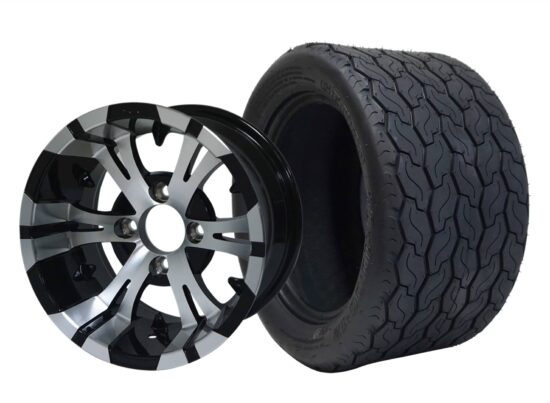 BNDL-TR1201-WH1245-CC0001-LN – SGC 12" Vampire Machined Black Wheel - Aluminum Alloy / STEELENG 20"x10"-12" GECKO Street Tire