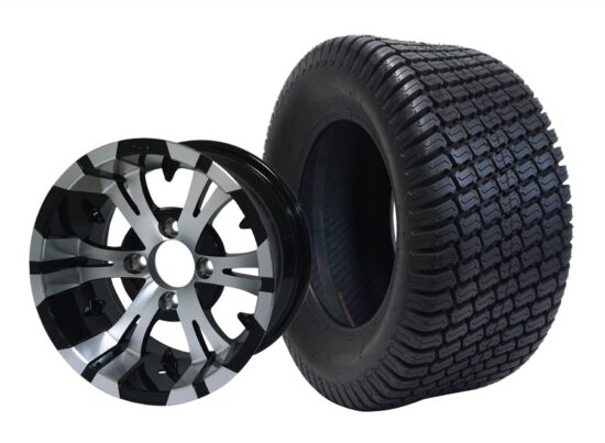 BNDL-TR1206-WH1245-CC0001-LN – SGC 12" Vampire Machined Black Wheel - Aluminum Alloy / STEELENG 23″x10.5″-12″ Turf Tire