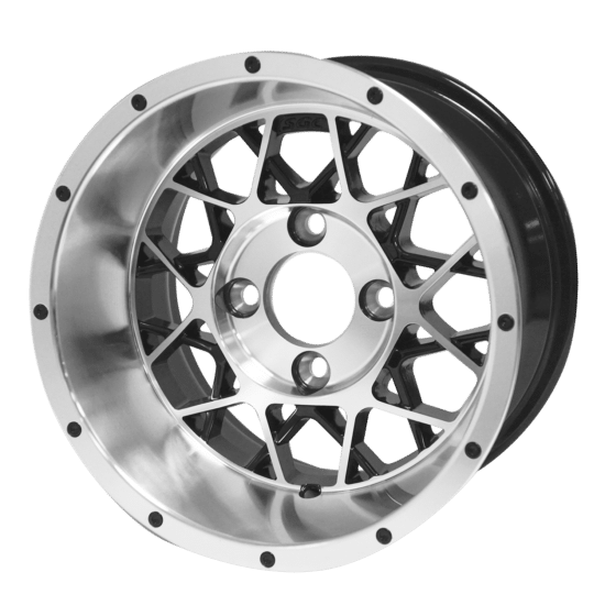 BNDL-TR1215-WH1249-CC0001-LN – SGC 12" Venom Machined/Black Wheel - Aluminum Alloy / STEELENG 23”x10.5”-12” HELLFIRE Street Tire DOT approved - Image 5