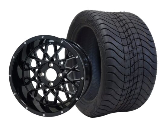 BNDL-TR1211-WH1250-CC0002-LN – SGC 12" Venom Glossy Black Wheel - Aluminum Alloy / STEELENG 215/40-12 Low Profile Tire DOT Approved