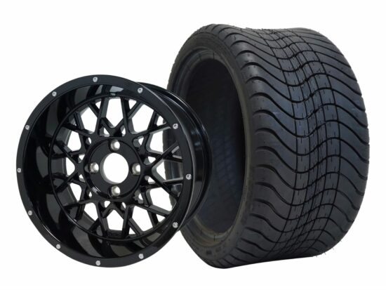 BNDL-TR1212-WH1250-CC0002-LN – SGC 12" Venom Glossy Black Wheel - Aluminum Alloy / STEELENG 215/35-12 Low Profile Tire