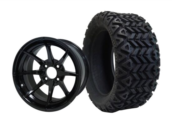 BNDL-TR1403-WH1401-CC0002-LN – SGC 14" Hydra Glossy Black Wheel - Aluminum Alloy / STEELENG 23"x10"-14" All Terrain Tire DOT approved