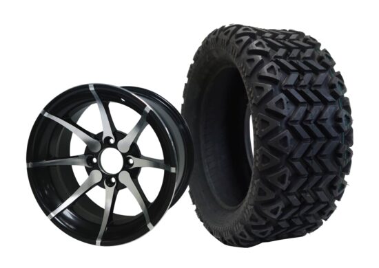 BNDL-TR1403-WH1402-CC0001-LN – SGC 14" Kraken Machined/Black Wheel - Aluminum Alloy / STEELENG 23"x10"-14" All Terrain Tire DOT approved