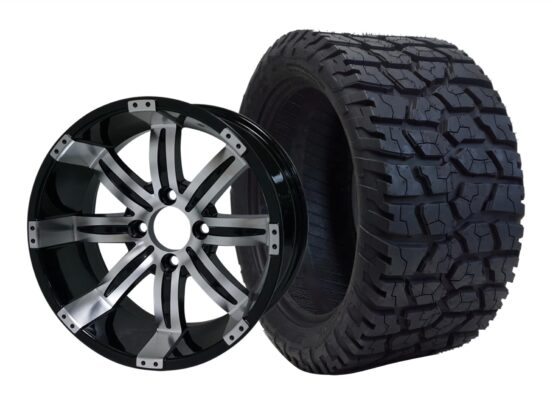 BNDL-TR1401-WH1406-CC0001-LN – SGC 14" Tempest Machined/Black Wheel - Aluminum Alloy / STEELENG 22"x10.5"-14" GATOR Hybrid AT Tire DOT approved