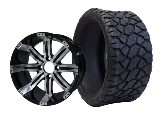 BNDL-TR1402-WH1406-CC0001-LN – SGC 14" Tempest Machined/Black Wheel - Aluminum Alloy / STEELENG 20"x8.5"-14" STINGER Hybrid AT Tire DOT approved