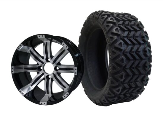 BNDL-TR1403-WH1406-CC0001-LN – SGC 14" Tempest Machined/Black Wheel - Aluminum Alloy / STEELENG 23"x10"-14" All Terrain Tire DOT approved