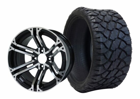 BNDL-TR1402-WH1409-CC0001-LN – SGC 14" Terminator Machined/Black Wheel - Aluminum Alloy / STEELENG 20"x8.5"-14" STINGER Hybrid AT Tire DOT approved
