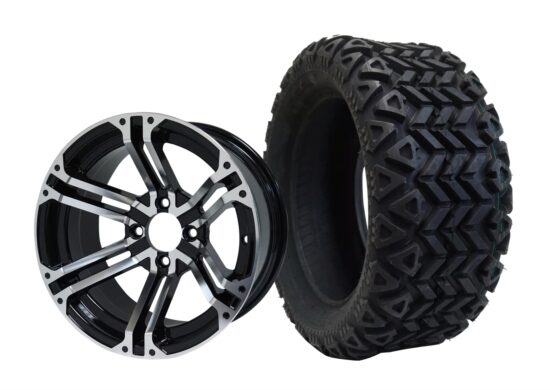 BNDL-TR1403-WH1409-CC0001-LN – SGC 14" Terminator Machined/Black Wheel - Aluminum Alloy / STEELENG 23"x10"-14" All Terrain Tire DOT approved