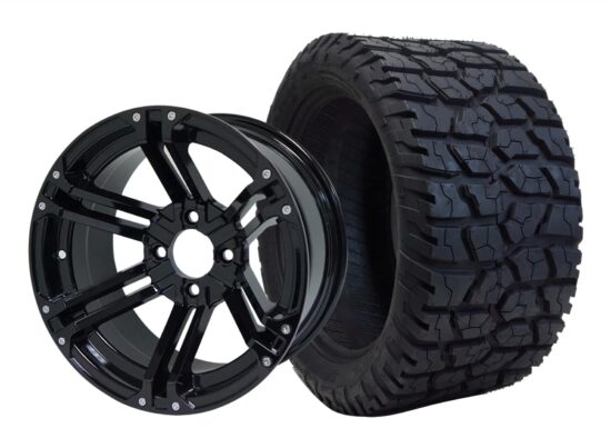 BNDL-TR1401-WH1410-CC0002-LN – SGC 14" Terminator Glossy Black Wheel - Aluminum Alloy / STEELENG 22"x10.5"-14" GATOR Hybrid AT Tire DOT approved