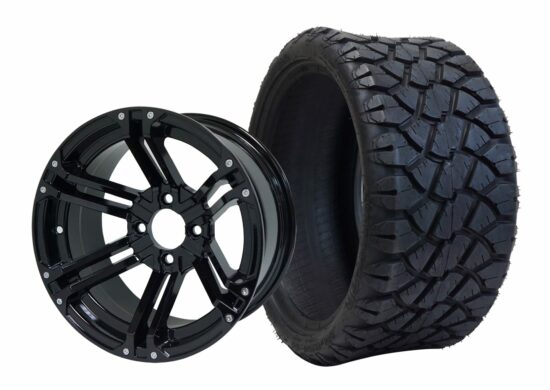 BNDL-TR1402-WH1410-CC0002-LN – SGC 14" Terminator Glossy Black Wheel - Aluminum Alloy / STEELENG 20"x8.5"-14" STINGER Hybrid AT Tire DOT approved