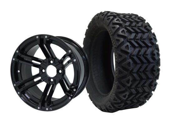 BNDL-TR1403-WH1410-CC0002-LN – SGC 14" Terminator Glossy Black Wheel - Aluminum Alloy / STEELENG 23"x10"-14" All Terrain Tire DOT approved