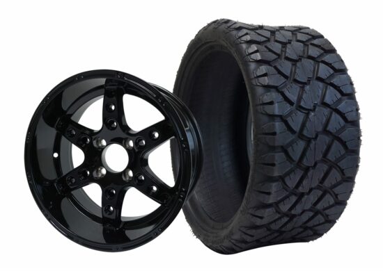 BNDL-TR1402-WH1411-CC0002-LN – SGC 14" Turbine Glossy Black Wheel - Aluminum Alloy / STEELENG 20"x8.5"-14" STINGER Hybrid AT Tire DOT approved