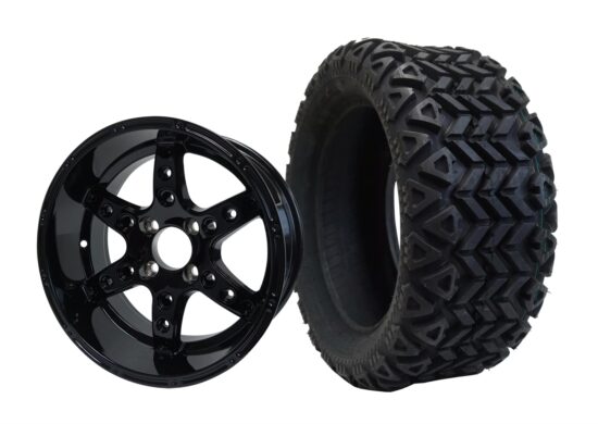 BNDL-TR1403-WH1411-CC0002-LN – SGC 14" Turbine Glossy Black Wheel - Aluminum Alloy / STEELENG 23"x10"-14" All Terrain Tire DOT approved