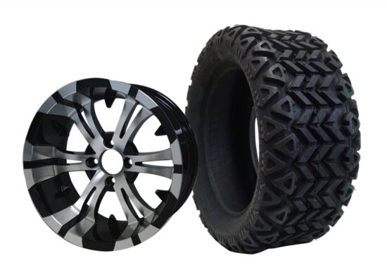 BNDL-TR1403-WH1413-CC0001-LN – SGC 14" Vampire Machined/Black Wheel - Aluminum Alloy / STEELENG 23"x10"-14" All Terrain Tire DOT approved