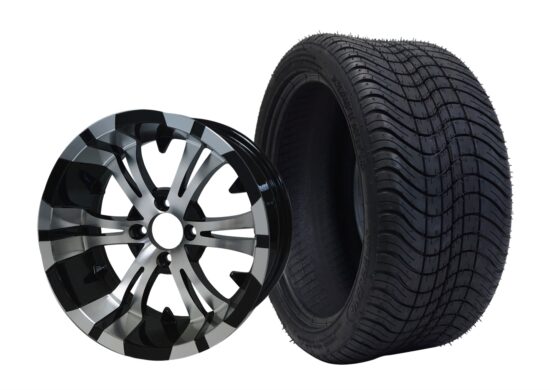 BNDL-TR1401-WH1413-CC0001-LN – SGC 14" Vampire Machined/Black Wheel - Aluminum Alloy / STEELENG 22"x10.5"-14" GATOR Hybrid AT Tire DOT approved