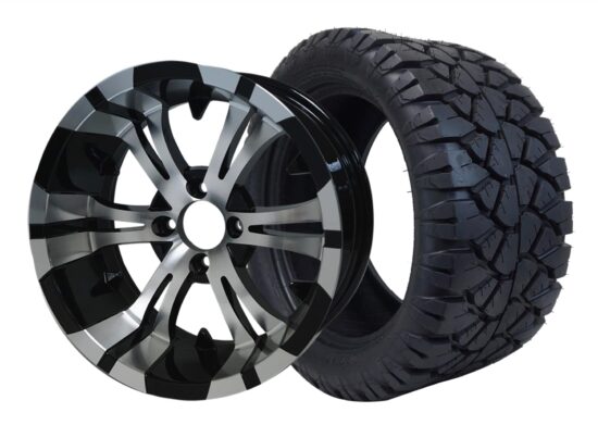 BNDL-TR1405-WH1413-CC0001-LN – SGC 14" Vampire Machined/Black Wheel - Aluminum Alloy / STEELENG 23"x10.5"-14" STINGER Hybrid AT Tire DOT approved