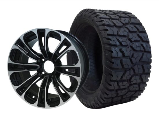 BNDL-TR1401-WH1418-CC0001-LN – SGC 14" Vector Machined/Black Wheel - Aluminum Alloy / STEELENG 22"x10.5"-14" GATOR Hybrid AT Tire DOT approved