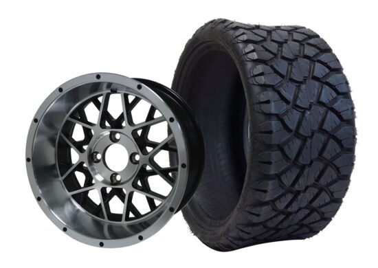 BNDL-TR1402-WH1419-CC0001-LN – SGC 14" Venom Machined/Black Wheel - Aluminum Alloy / STEELENG 20"x8.5"-14" STINGER Hybrid AT Tire DOT approved
