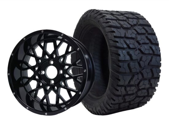 BNDL-TR1401-WH1420-CC0002-LN – SGC 14" Venom Glossy Black Wheel - Aluminum Alloy / STEELENG 22"x10.5"-14" GATOR Hybrid AT Tire DOT approved