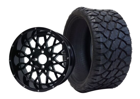 BNDL-TR1402-WH1420-CC0002-LN – SGC 14" Venom Glossy Black Wheel - Aluminum Alloy / STEELENG 20"x8.5"-14" STINGER Hybrid AT Tire DOT approved