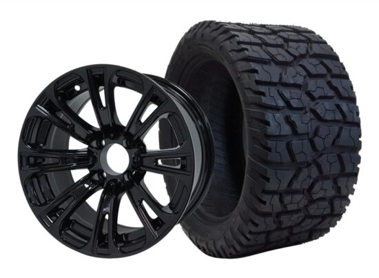 BNDL-TR1401-WH1421-CC0002-LN – SGC 14" Voodoo Glossy Black Wheel - Aluminum Alloy / STEELENG 22"x10.5"-14" GATOR Hybrid AT Tire DOT approved