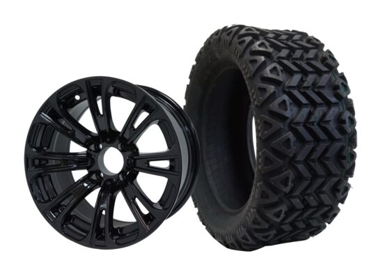 BNDL-TR1403-WH1421-CC0002-LN – SGC 14" Voodoo Glossy Black Wheel - Aluminum Alloy / STEELENG 23"x10"-14" All Terrain Tire DOT approved