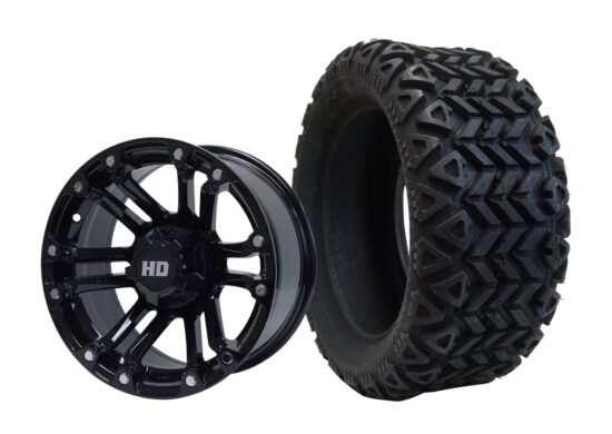 BNDL-TR1403-WH1423-LN-CC0007 – SGC 14" Rhino Glossy Black Wheel - Aluminum Alloy / STEELENG 23"x10"-14" All Terrain Tire DOT approved