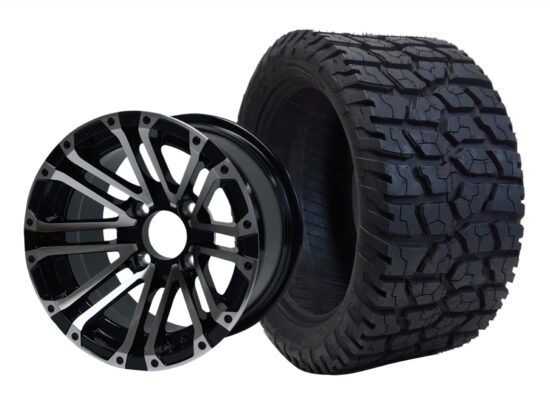 BNDL-TR1401-WH1424-CC0001-LN – SGC 14" Lancer Machined/Black Wheel - Aluminum Alloy / STEELENG 22"x10.5"-14" GATOR Hybrid AT Tire DOT approved