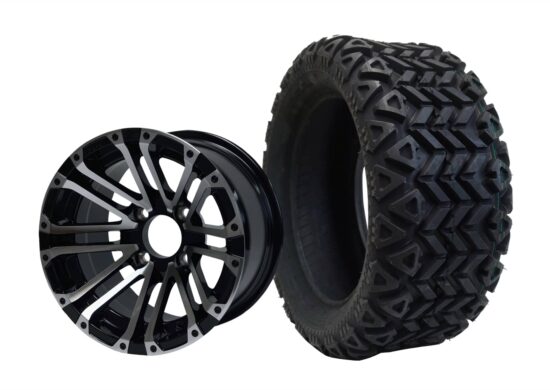 BNDL-TR1403-WH1424-CC0001-LN – SGC 14" Lancer Machined/Black Wheel - Aluminum Alloy / STEELENG 23"x10"-14" All Terrain Tire DOT approved