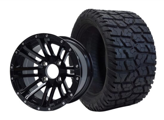 BNDL-TR1401-WH1425-CC0002-LN – SGC 14" Lancer Glossy Black Wheel - Aluminum Alloy / STEELENG 22"x10.5"-14" GATOR Hybrid AT Tire DOT approved